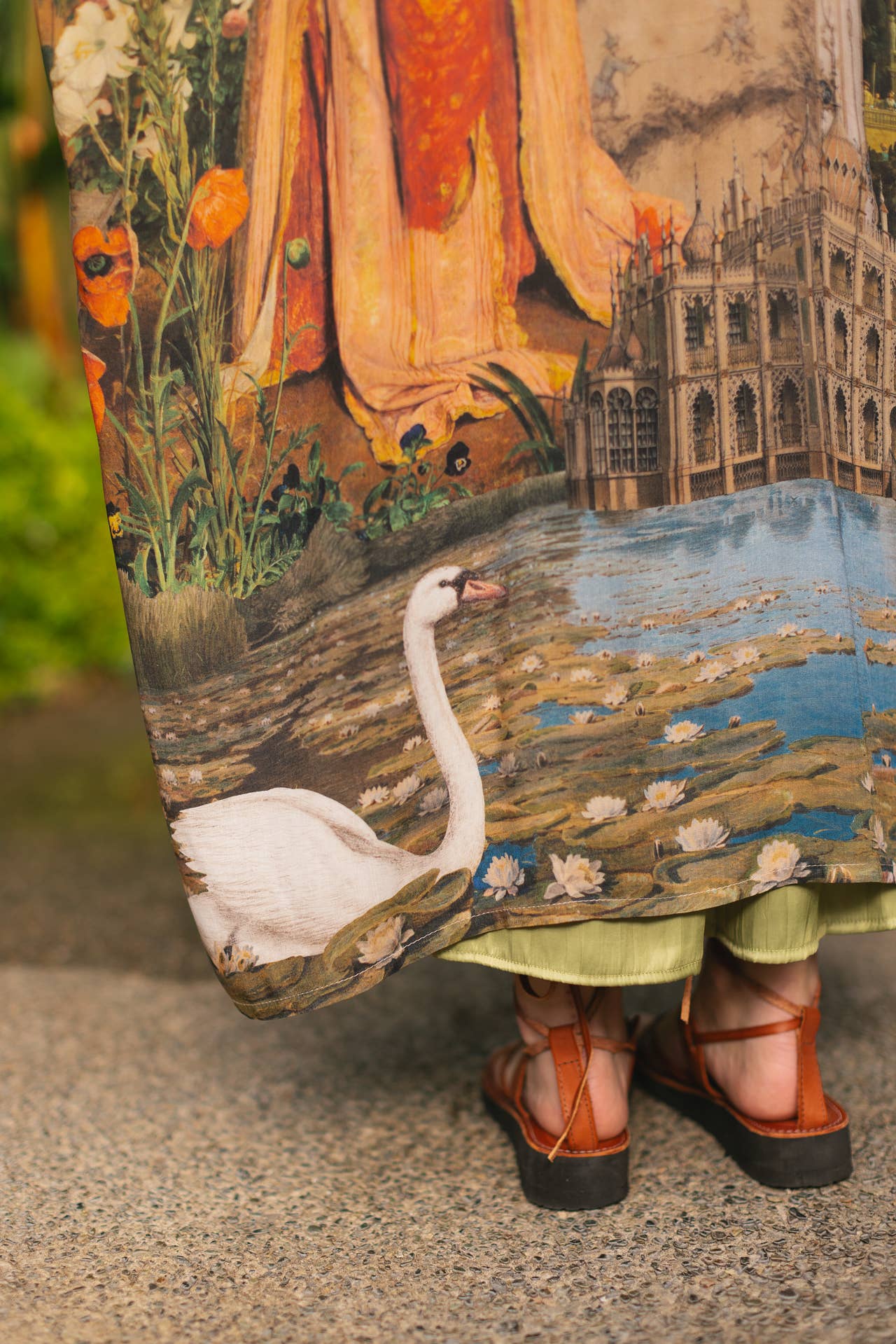 Secret Garden Long Duster Bamboo Kimono Robe with Swan