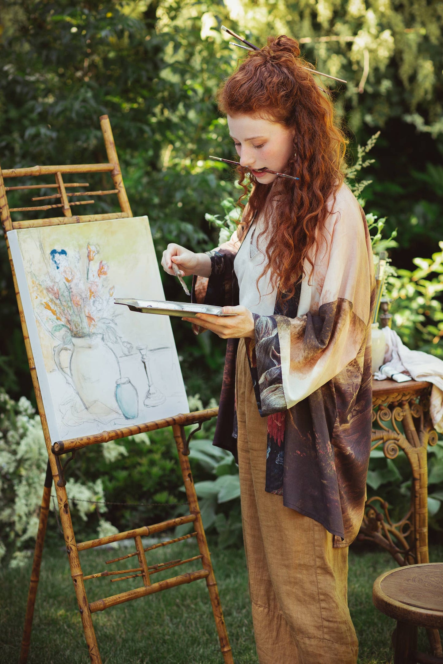 The Artist Bamboo Mid-length Kimono Cardigan