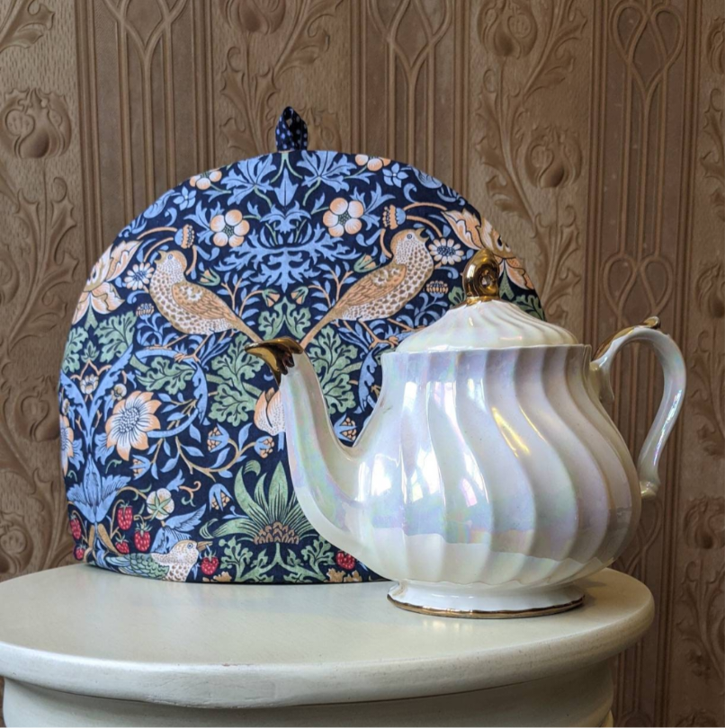 Tea Cosy in Strawberry Thief Navy by William Morris- Smaller