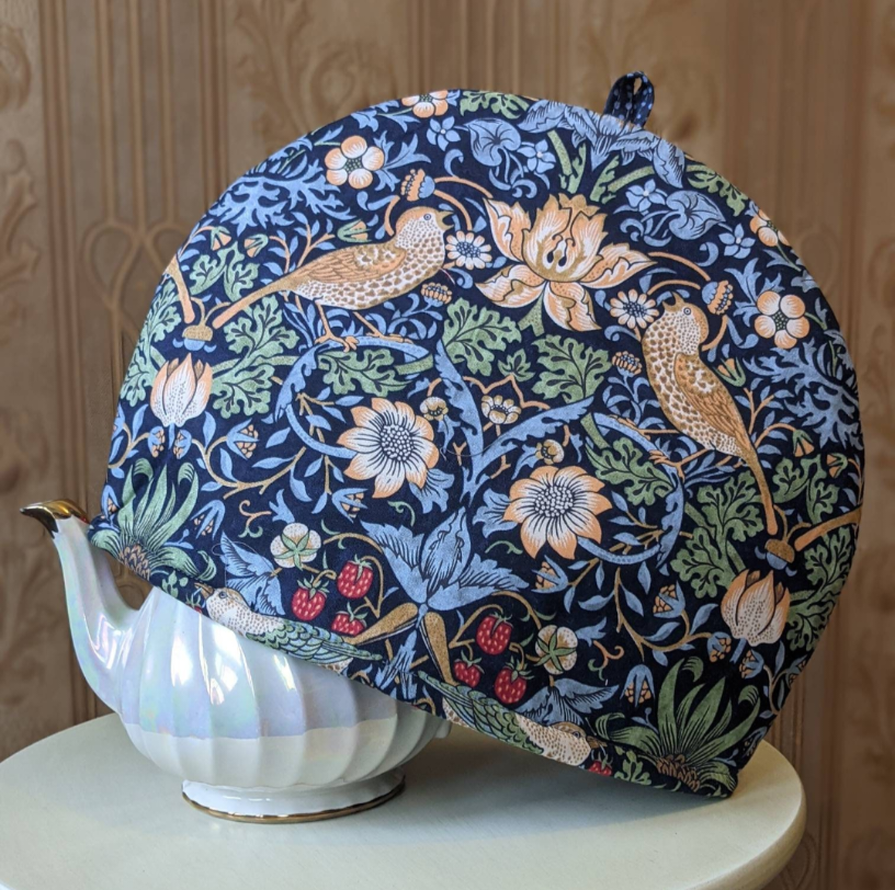 Tea Cosy in Strawberry Thief Navy by William Morris- Smaller
