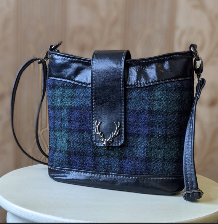 Highland Swish in Leather with Rob Roy Harris Tweed