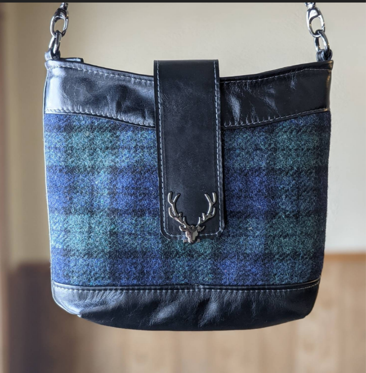 Highland Swish in Leather with Rob Roy Harris Tweed
