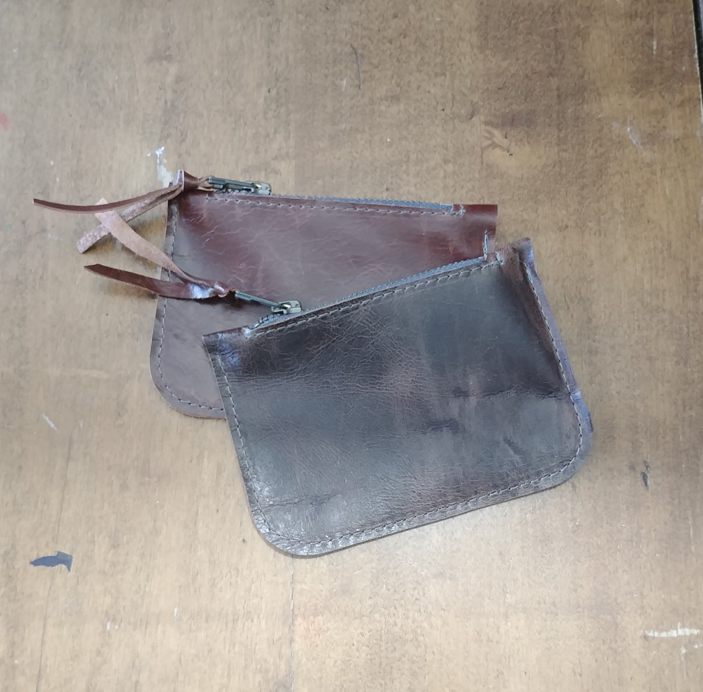 Leather Zippered Coin Purse or Card Case