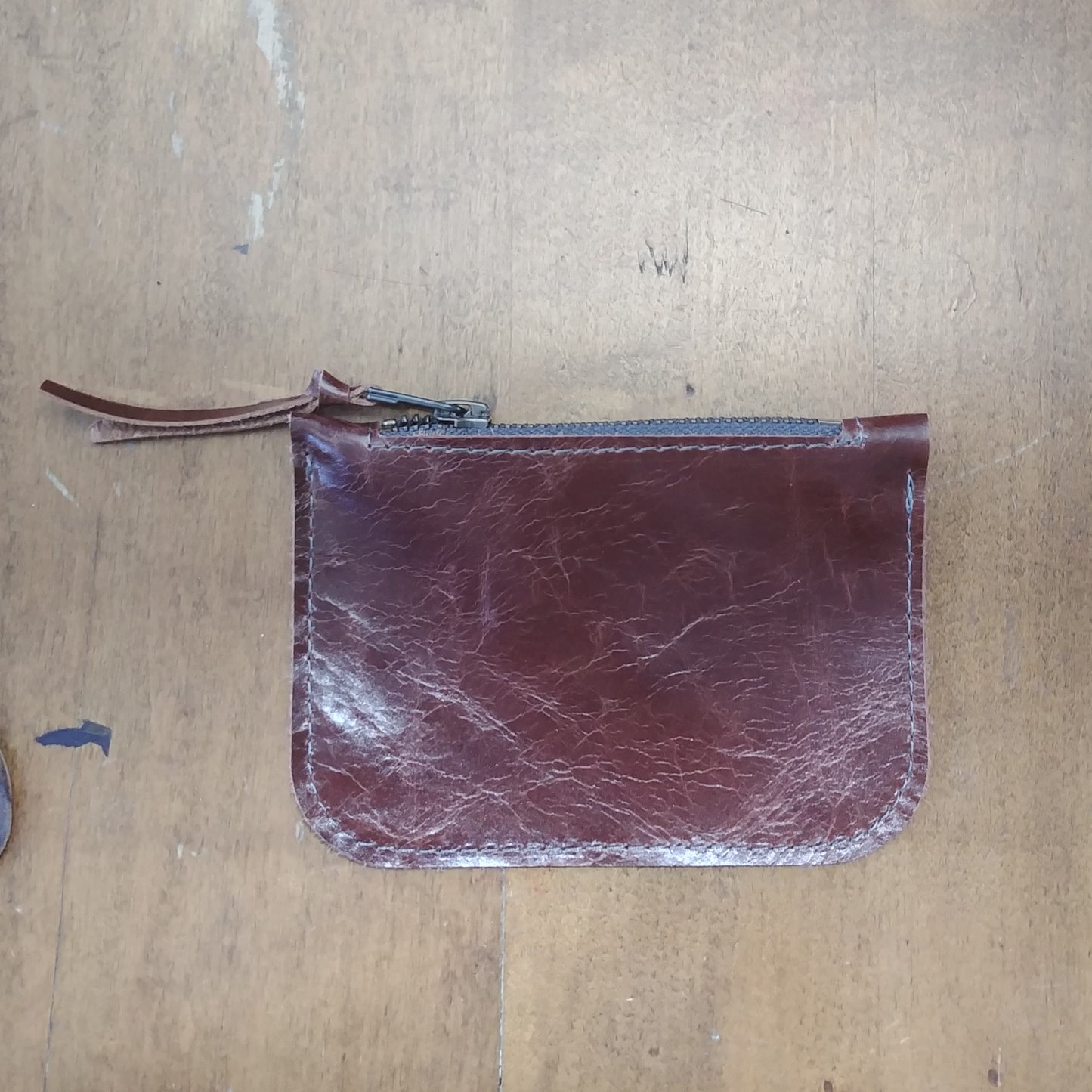 Leather Zippered Coin Purse or Card Case
