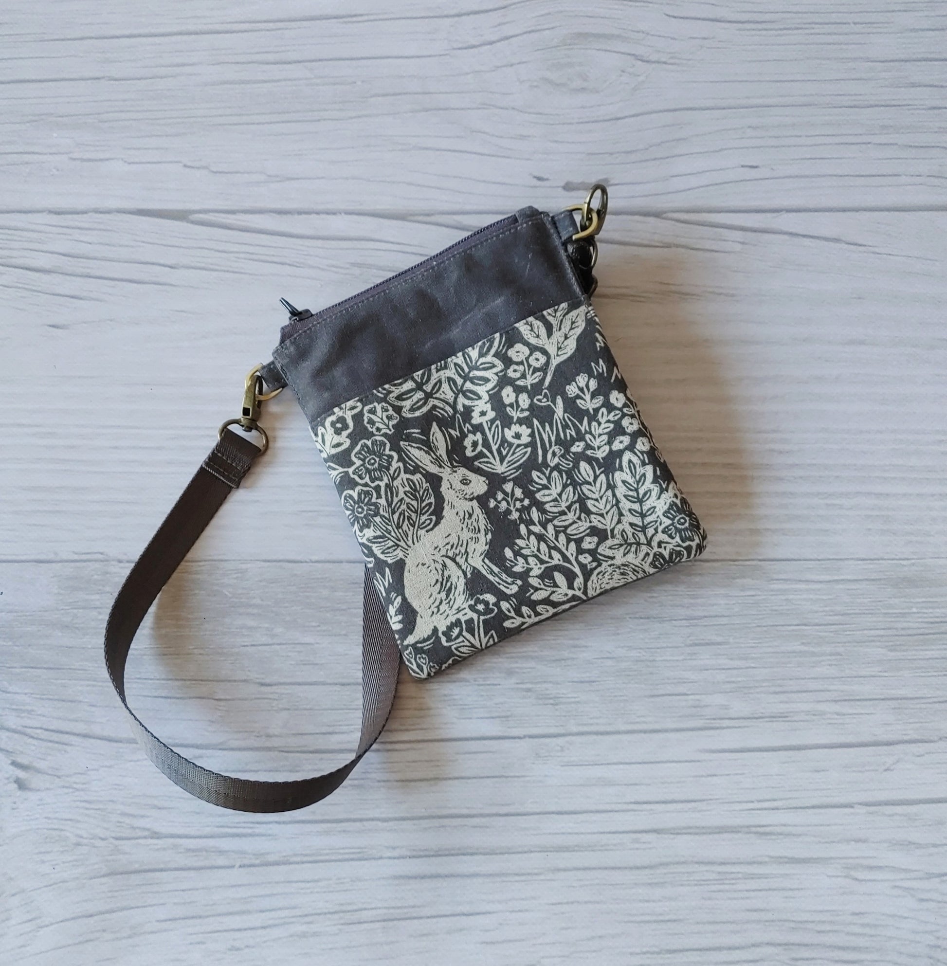 Crossbody Wee Walker Zippered Pouch in Waxed Canvas Fabric