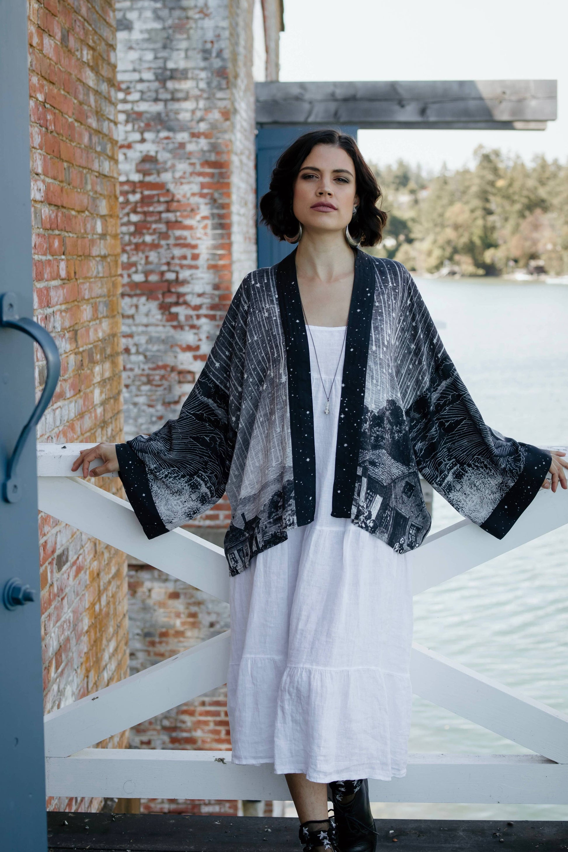 Stargazer Pixie Duster Cropped Kimono w/ Falling Stars