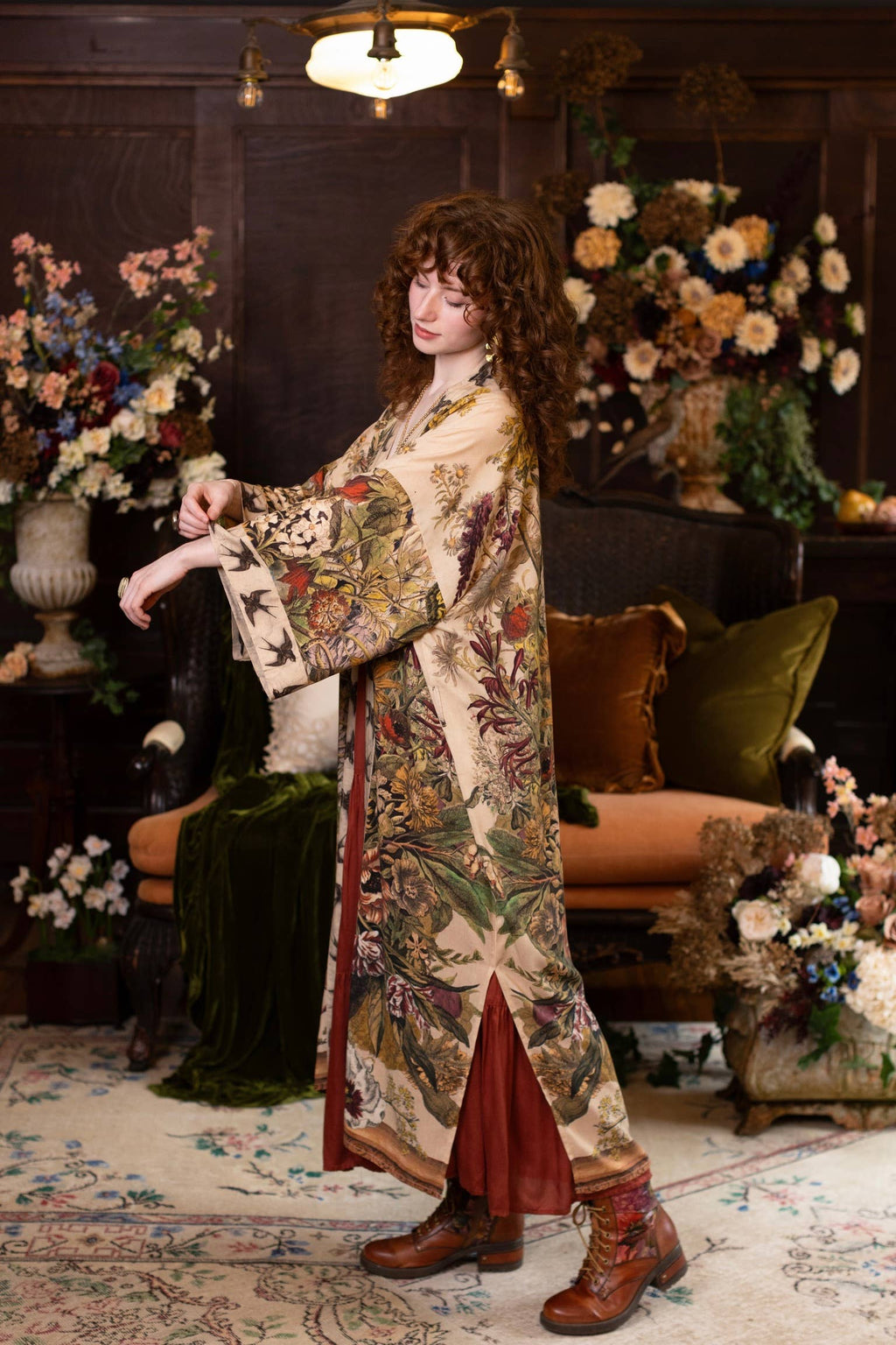Coming Soon-Golden Hour Opera Duster Kimono Robe w/ boho floral print