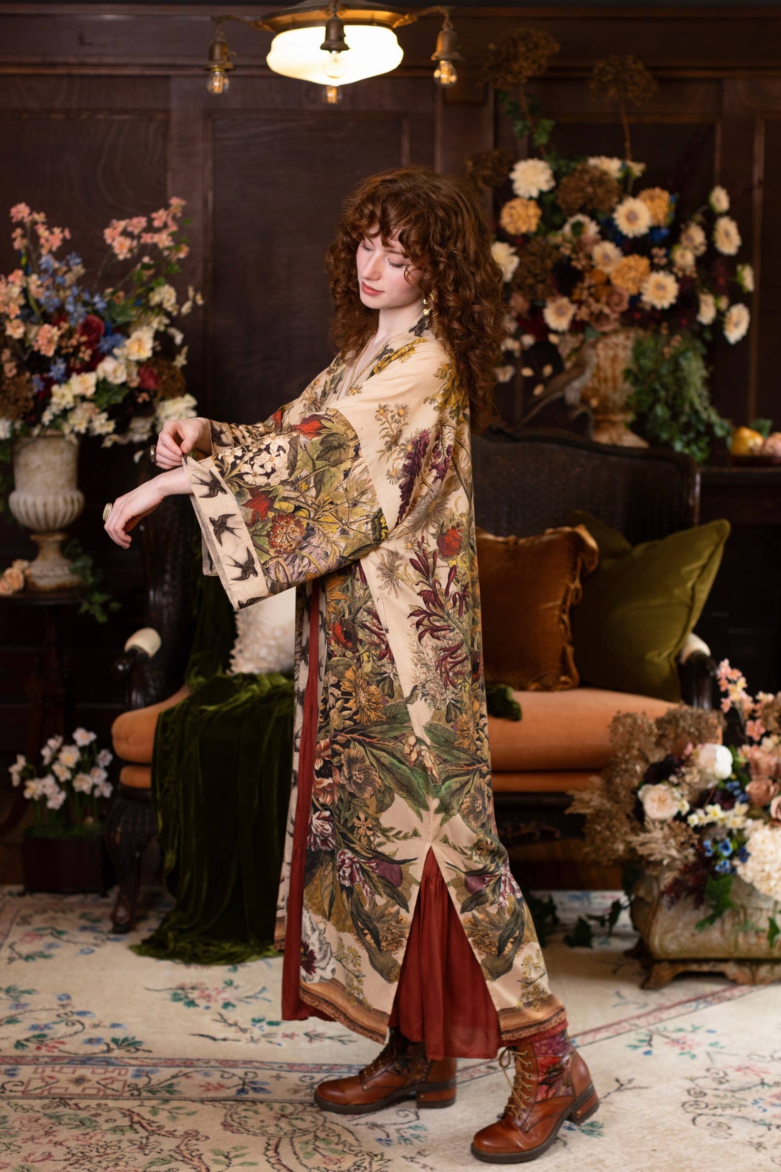 Coming Soon-Golden Hour Opera Duster Kimono Robe w/ boho floral print