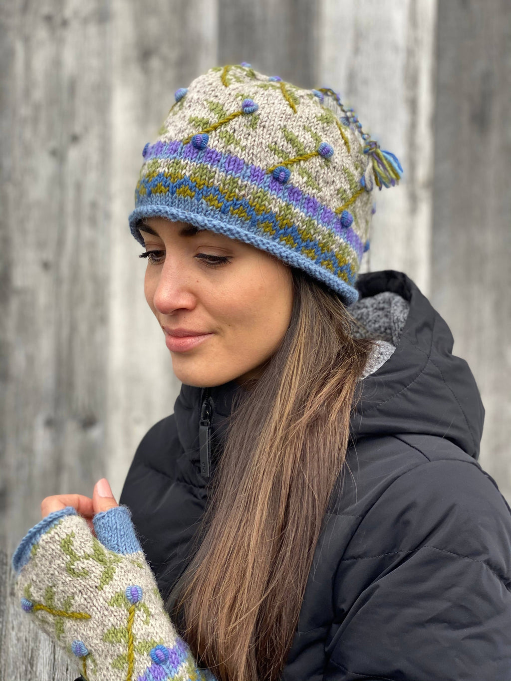 Verbier Floral Wool Beanie Hat with Embroidery