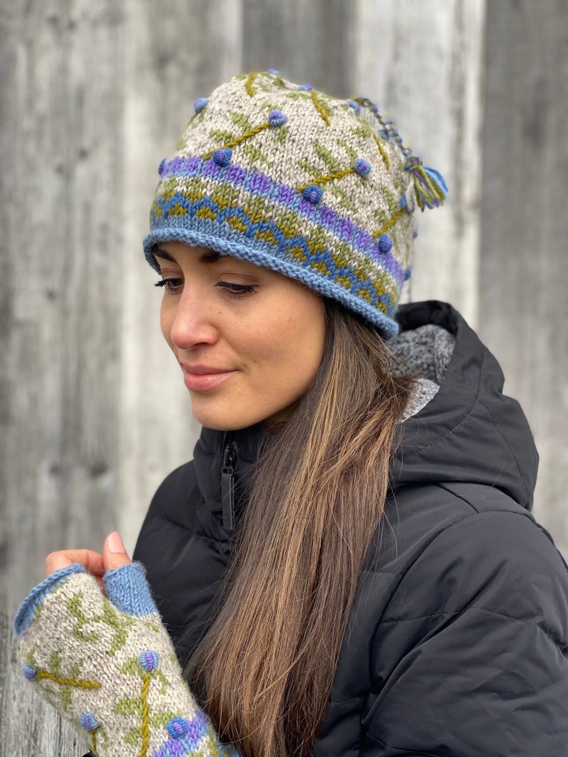 Verbier Floral Wool Beanie Hat with Embroidery