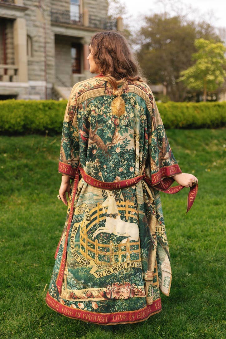 Pre-order-Wildheart Opera Duster Kimono Robe w/ Unicorn & Castle