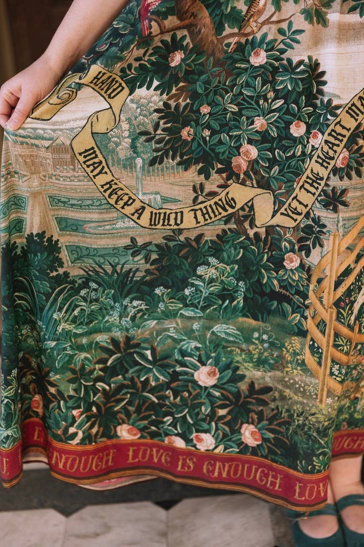 Pre-Order-Wildheart Bohéme Long Maxi Slip Dress w/ Unicorn & Castle: L/XL