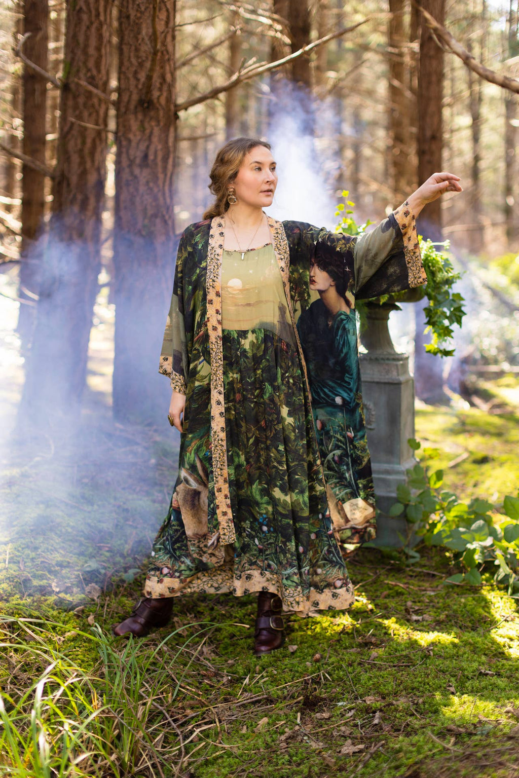 Bella Notte Bohéme Bamboo Slip Dress with Moon and Rabbit: S/M (fits approx. size 6-10)