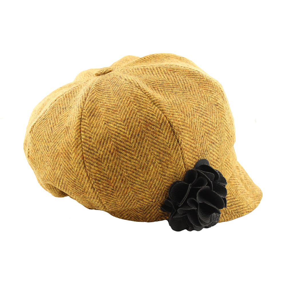 Ladies' Newsboy Cap in Mustard Tweed
