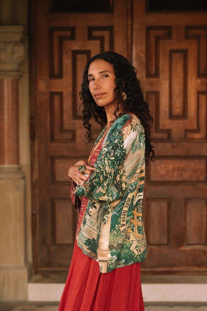 Wildheart Pixie Duster Cropped Kimono w/ Unicorn & Castle