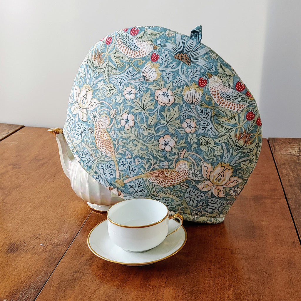 Tea Cosy in Strawberry Thief Aqua by William Morris - Larger