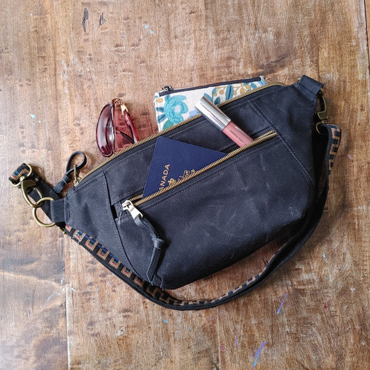 Belt Bag / Hip Pack Large Capacity in Waxed Canvas with Choice of Colours