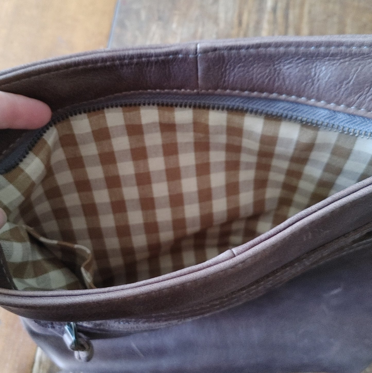 Sway Handbag in Leather and Harris Tweed