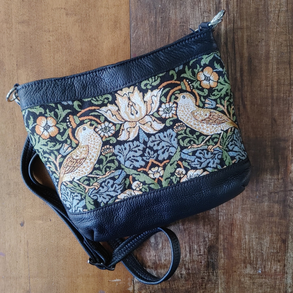 Sway Handbag in Leather and Strawberry Thief