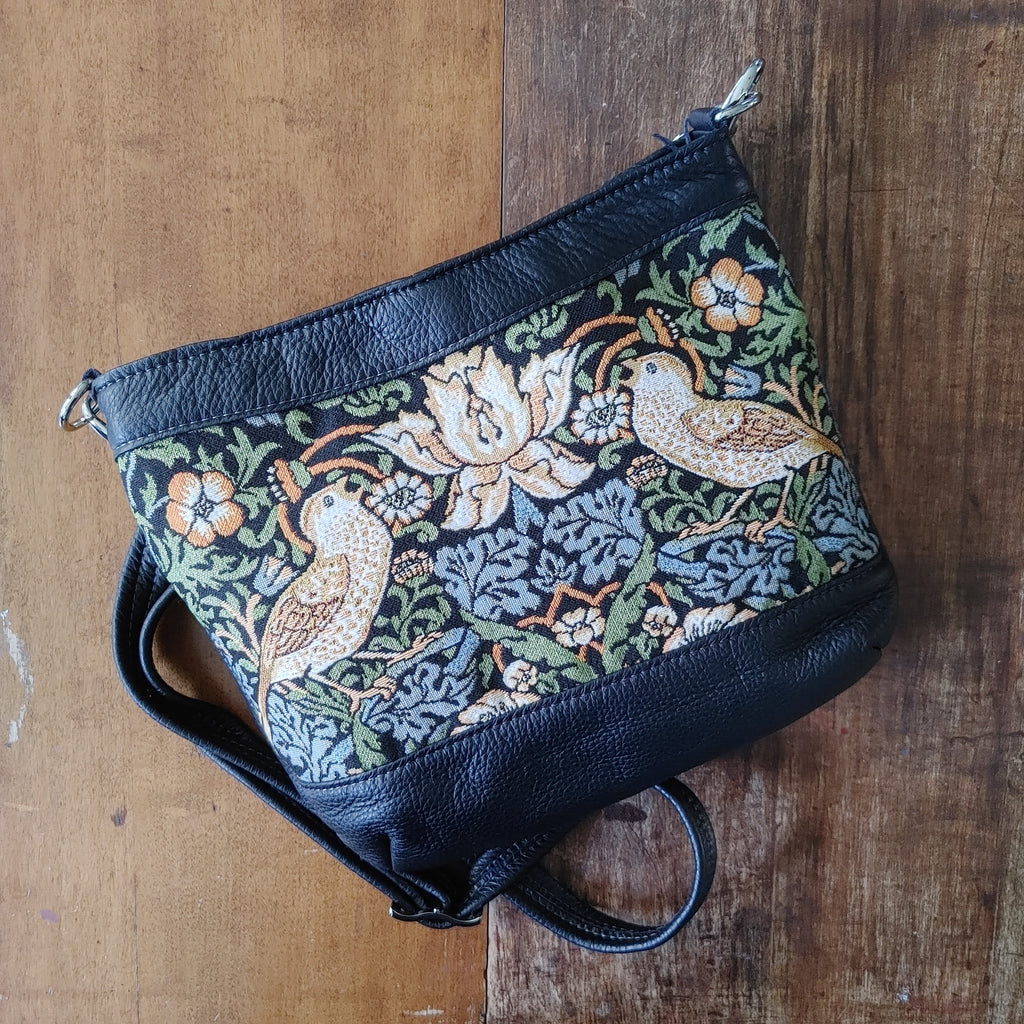 Sway Handbag in Leather and Strawberry Thief