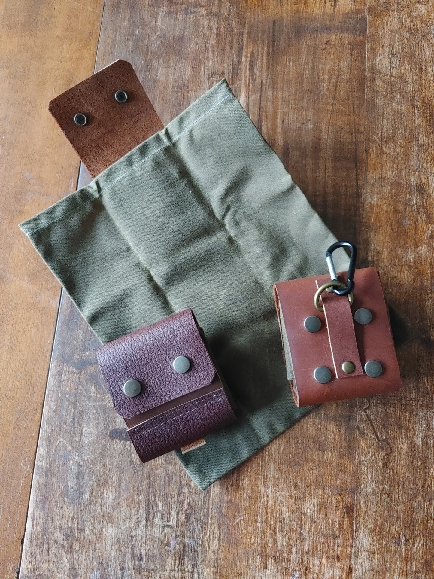 Deluxe Foraging Pouch in Leather and Waxed Canvas