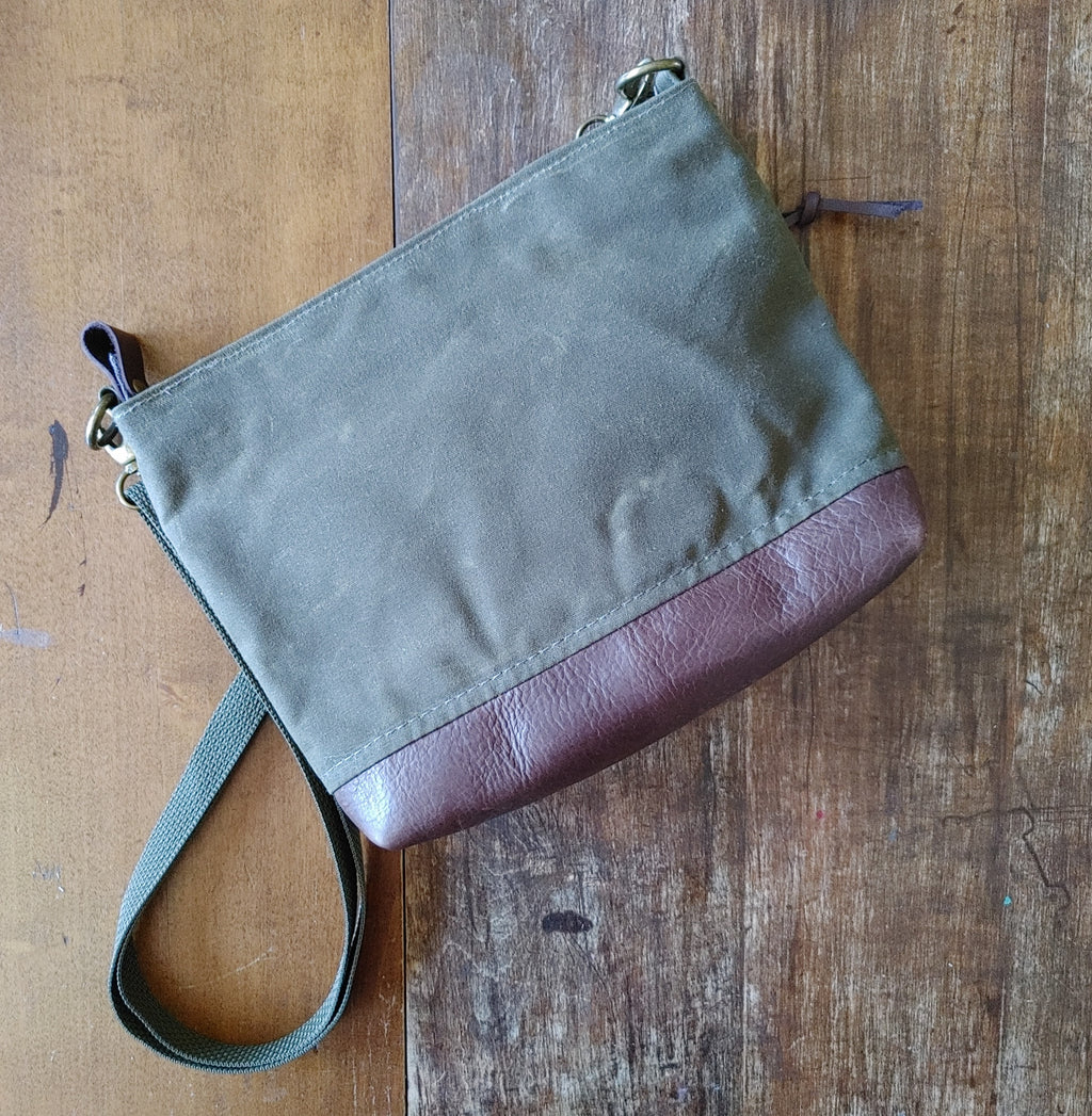 A Crossbody Star Bag in Waxed Canvas and Leather