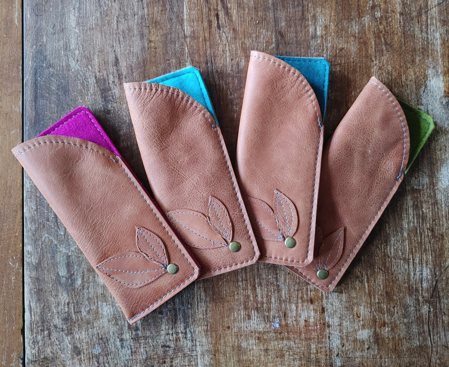 Leather and Wool Felt Glasses Case. Handmade in Canada