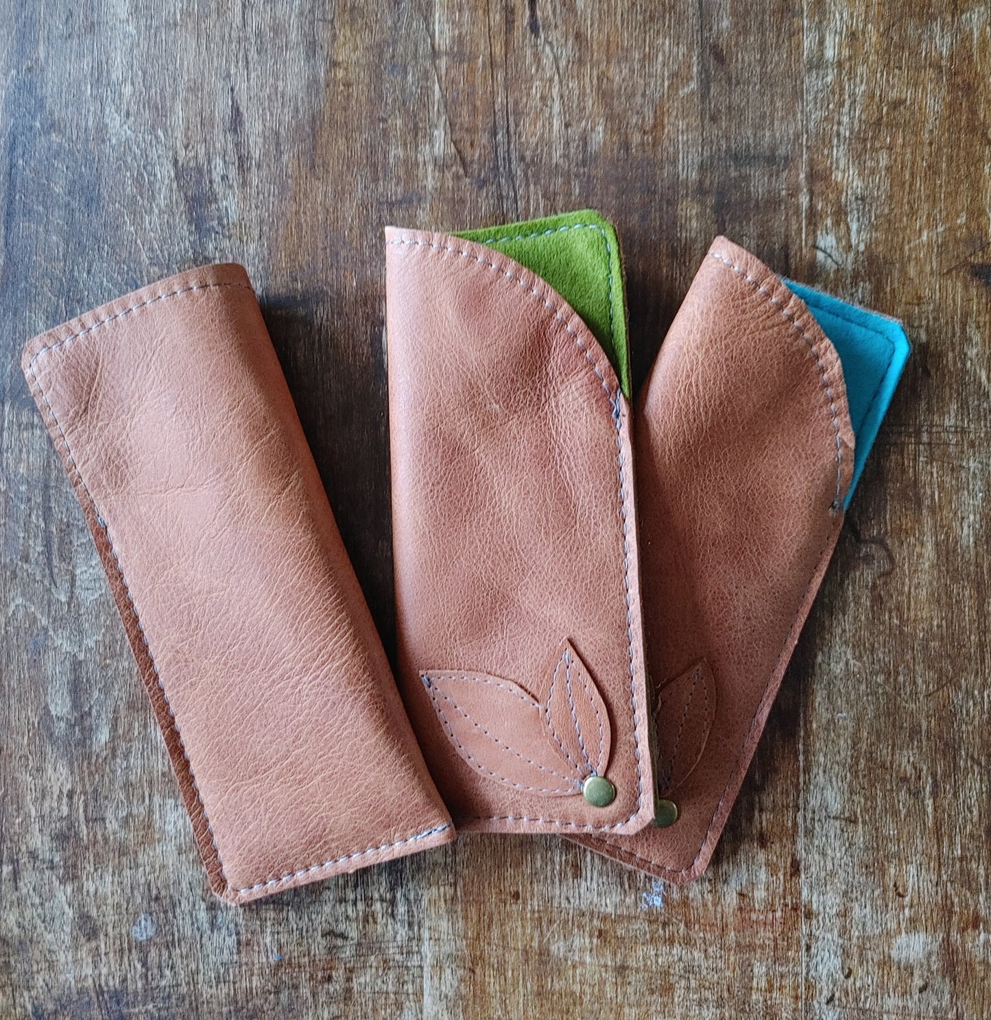 Leather and Wool Felt Glasses Case. Handmade in Canada