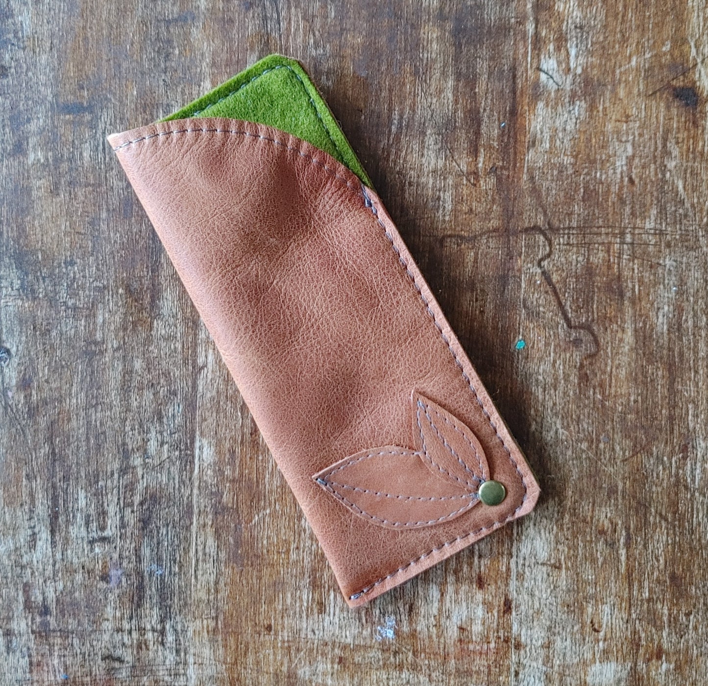 Leather and Wool Felt Glasses Case. Handmade in Canada