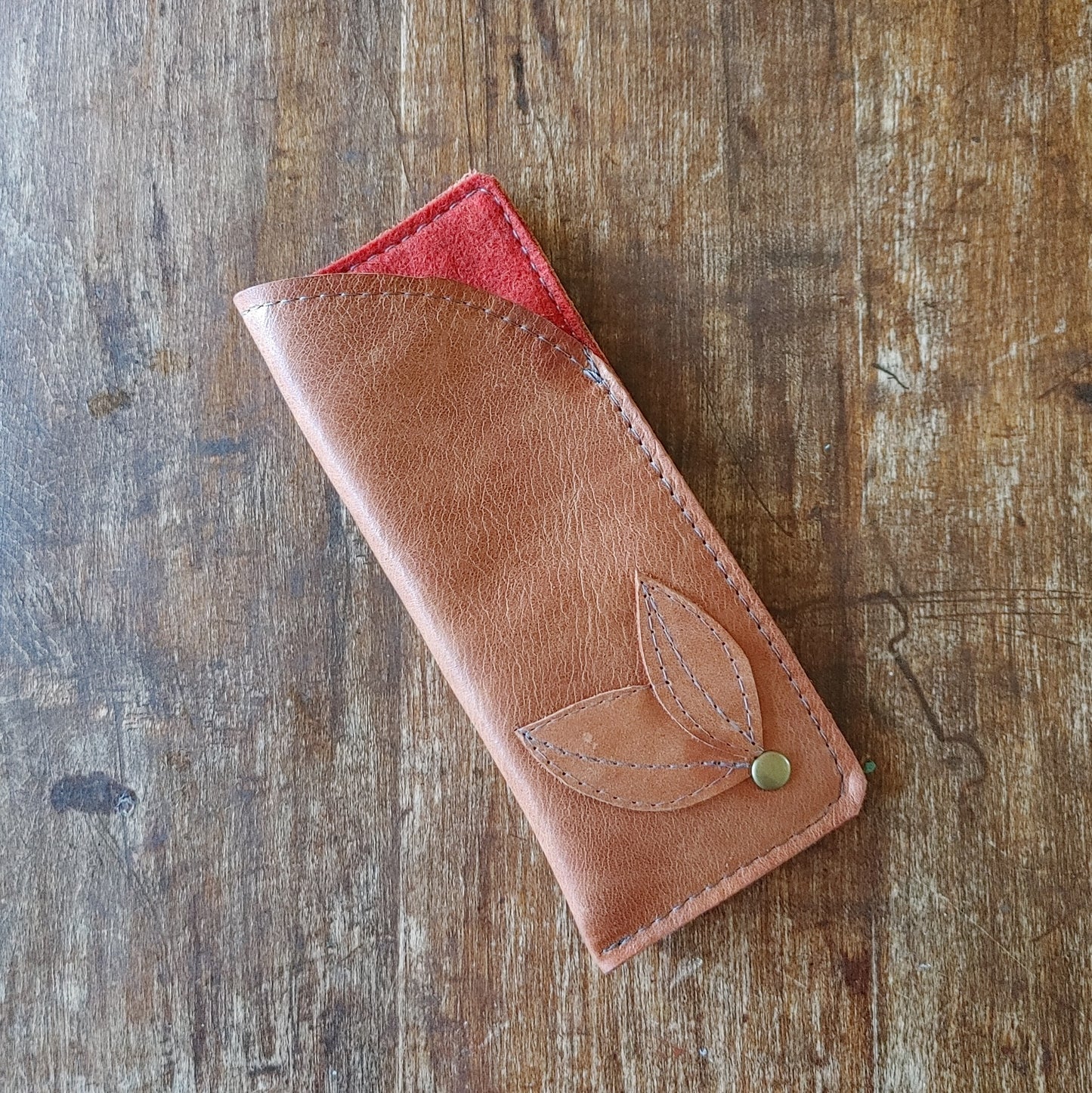 Leather and Wool Felt Glasses Case. Handmade in Canada