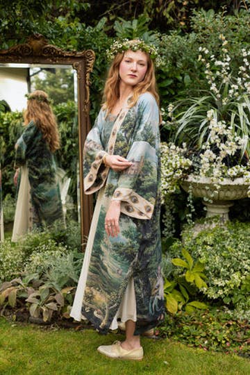 The Mythmaker Opera Duster Kimono Robe w Landscape & Unicorn