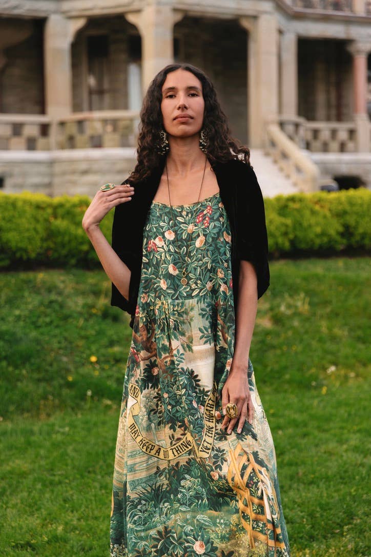 Pre-Order-Wildheart Bohéme Long Maxi Slip Dress w/ Unicorn & Castle: L/XL