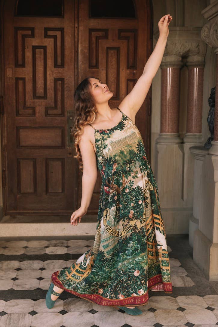 Pre-Order-Wildheart Bohéme Long Maxi Slip Dress w/ Unicorn & Castle: L/XL