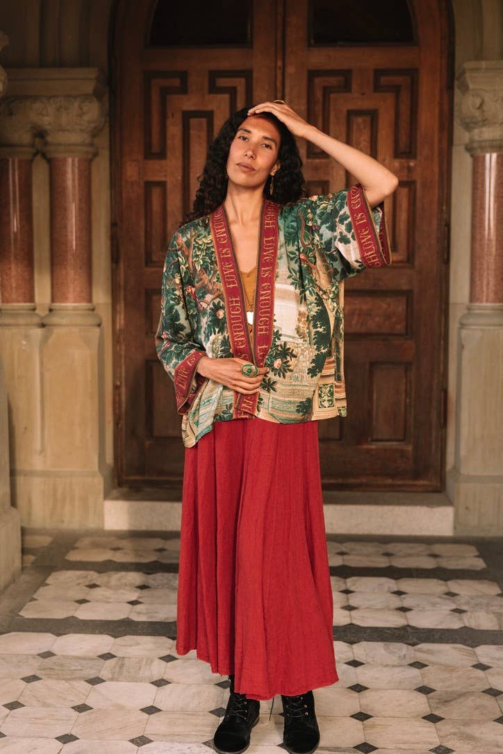 Wildheart Pixie Duster Cropped Kimono w/ Unicorn & Castle
