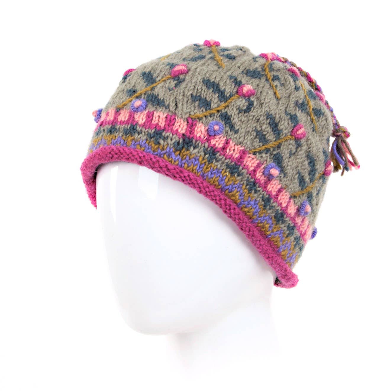 Verbier Floral Wool Beanie Hat with Embroidery