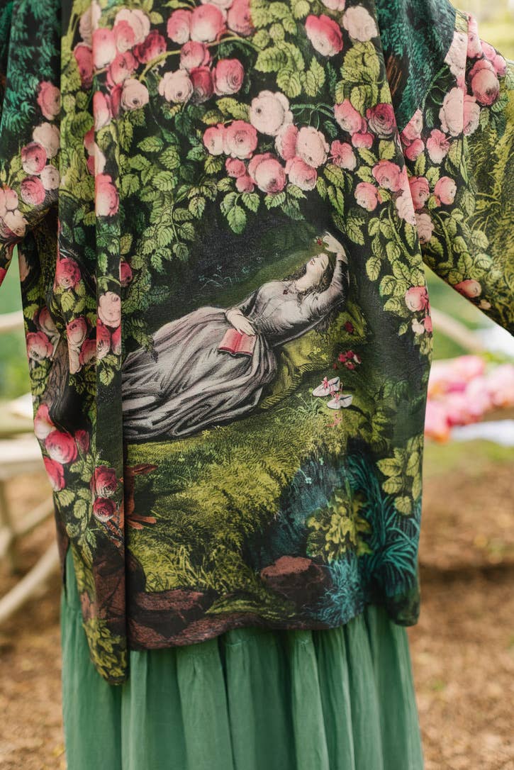 The Daydreamer Matinée Duster Kimono w/ Florals & Rabbits