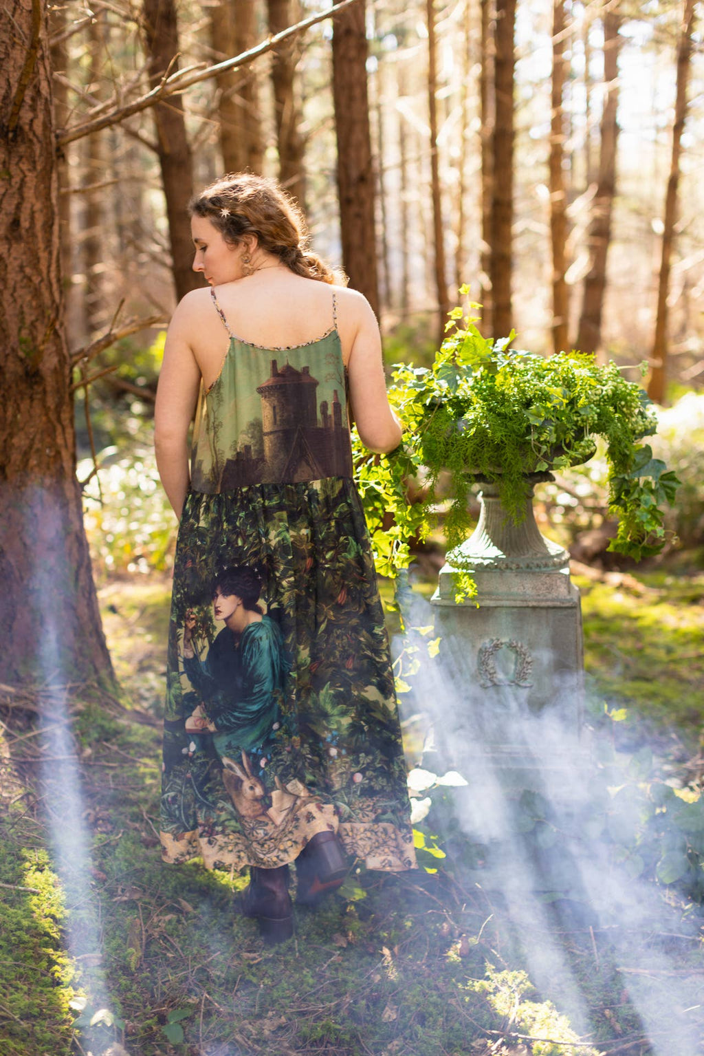 Bella Notte Bohéme Bamboo Slip Dress with Moon and Rabbit: S/M (fits approx. size 6-10)