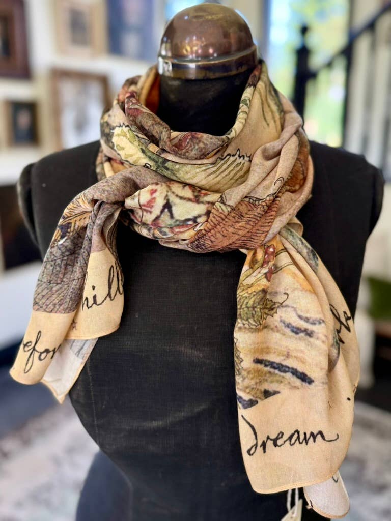 Market of Stars Lovelight Scarf with Woodland Deer, Swallow & Poetry