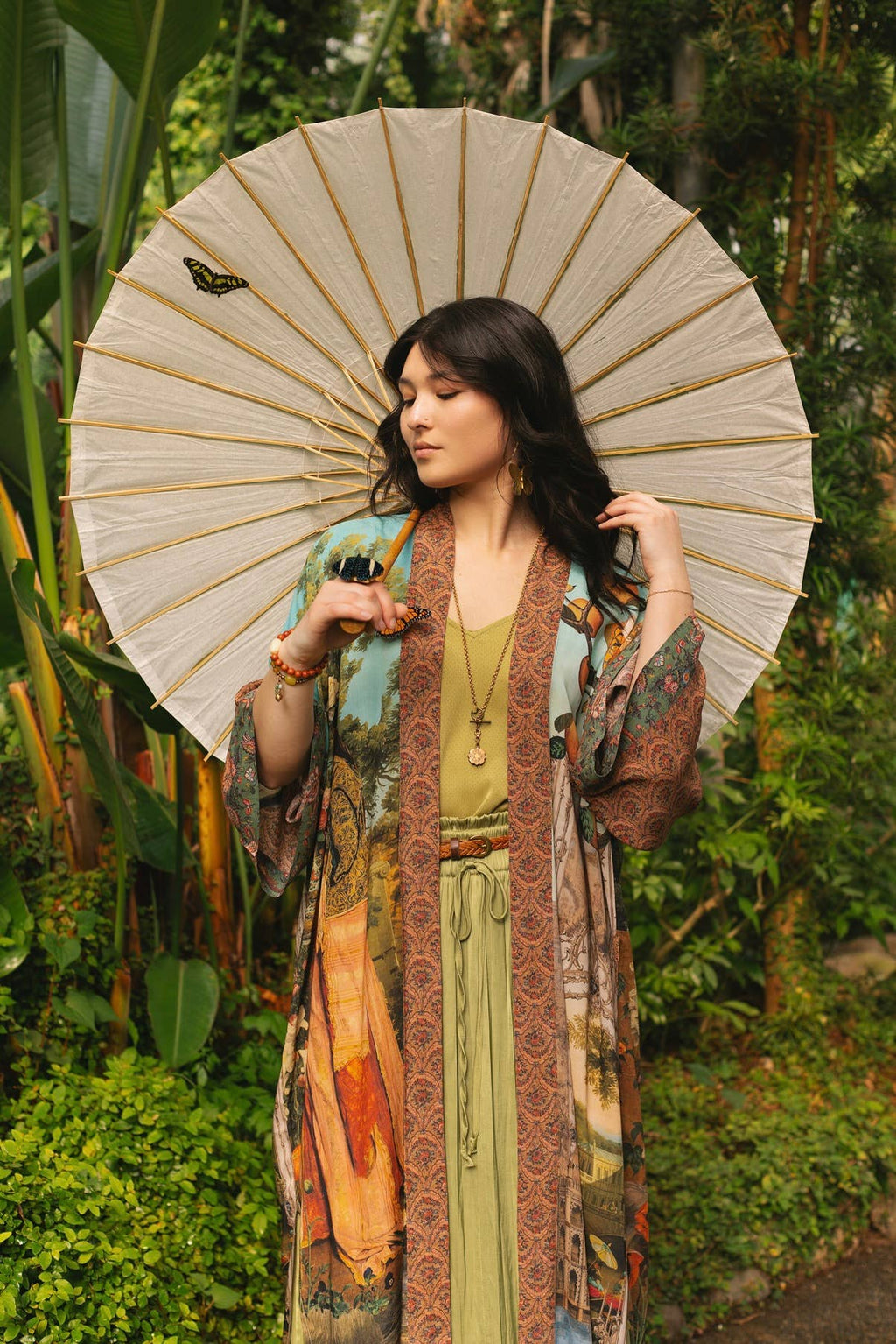 Market of Stars Duster- Secret Garden Long Duster Bamboo Robe with Swan