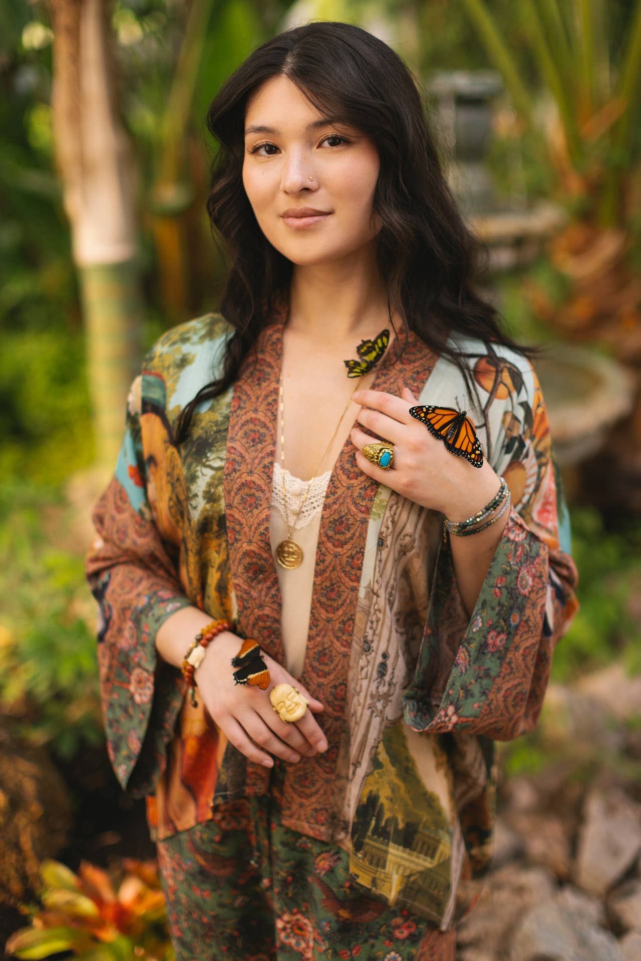 Secret Garden Pixie Duster Cropped Kimono w/ Swan