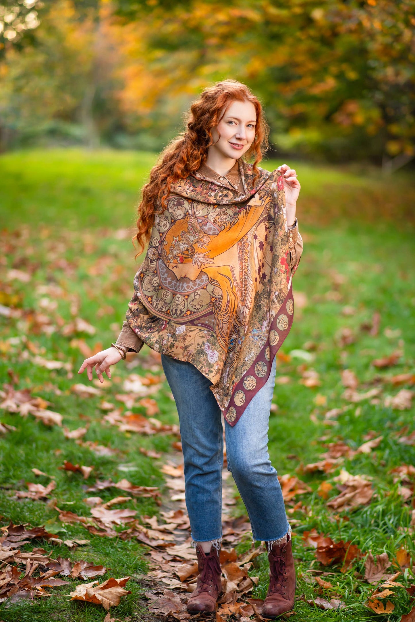 Dream Weaver Bohemian Bamboo Scarf with Zodiac Signs