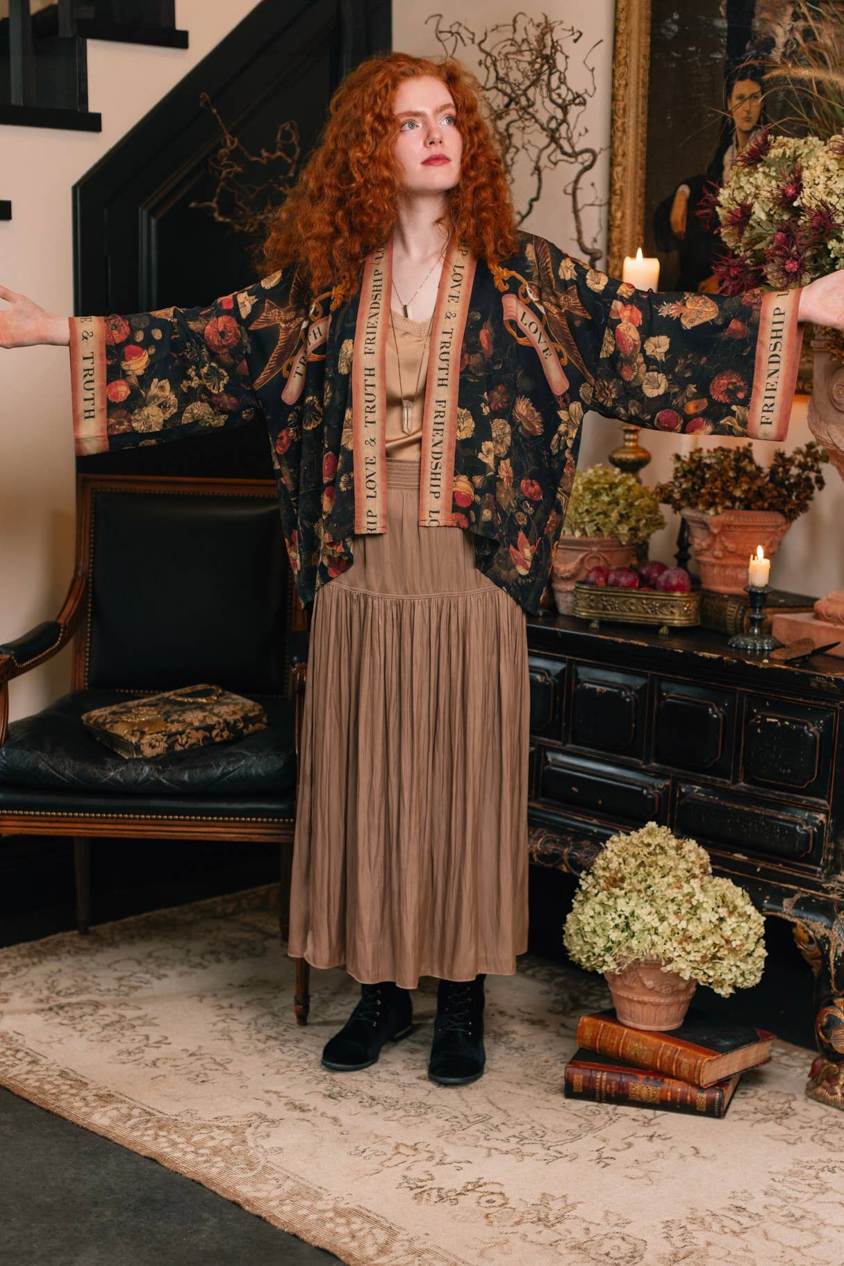 Heart of Gold Pixie Duster Crop Kimono w/ Sacred Heart