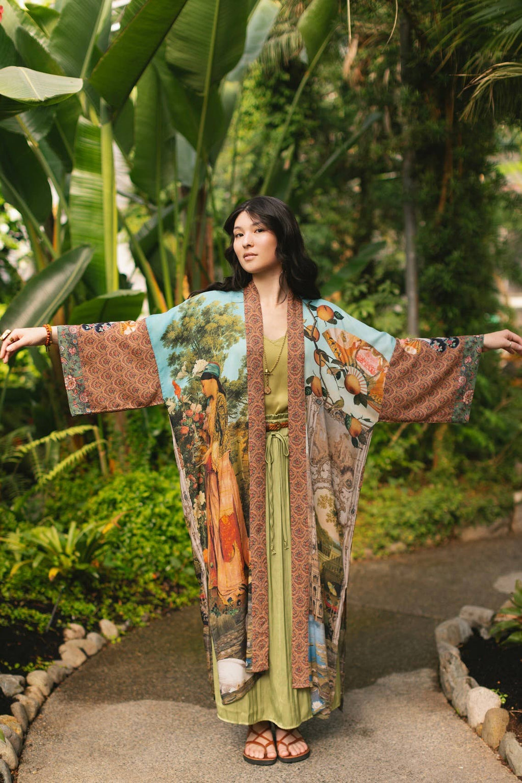 Market of Stars Duster- Secret Garden Long Duster Bamboo Robe with Swan