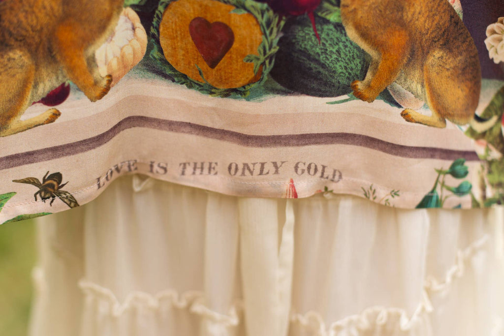 Stay Gold Pixie Duster Cropped Kimono w/ Rabbit, Bees