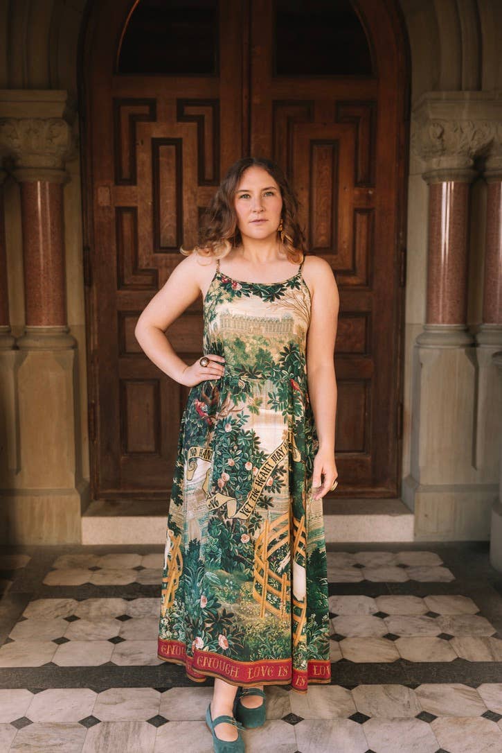 Pre-Order-Wildheart Bohéme Long Maxi Slip Dress w/ Unicorn & Castle: L/XL