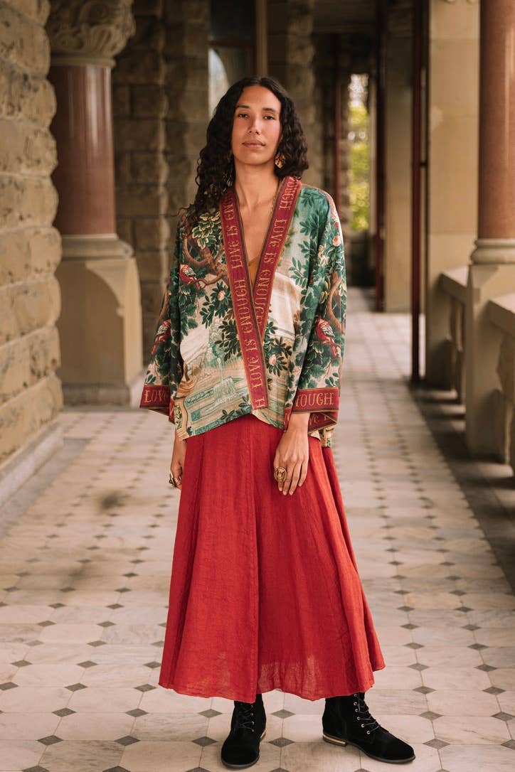 Wildheart Pixie Duster Cropped Kimono w/ Unicorn & Castle