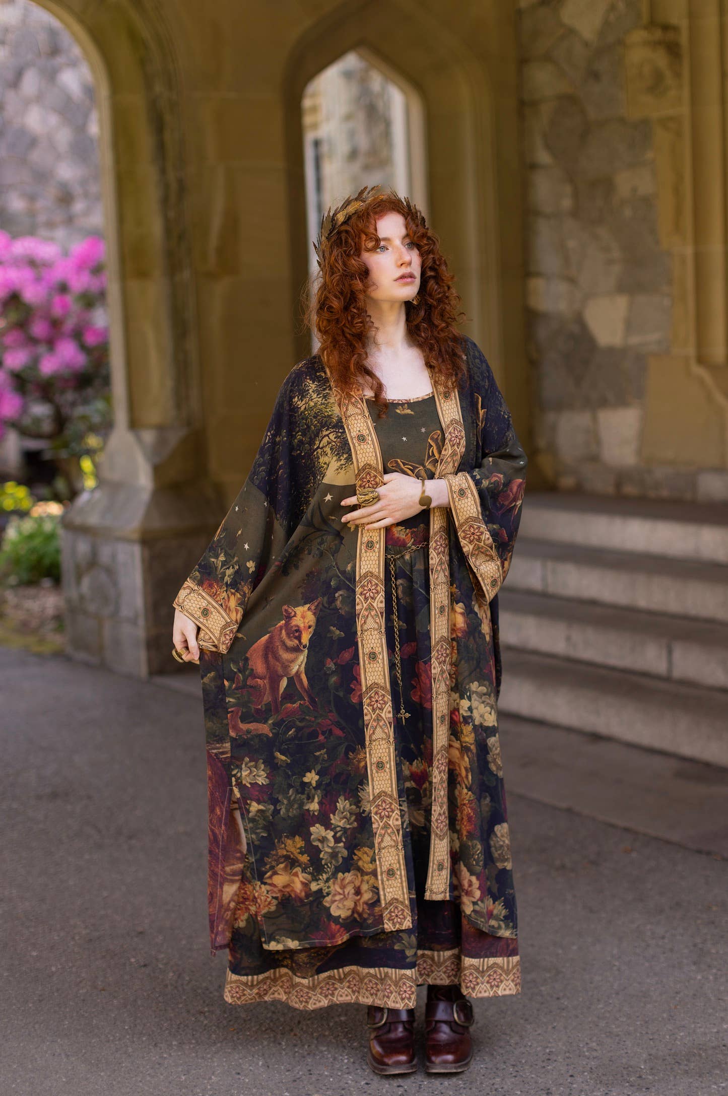 The Messenger Opera Duster Robe with Joan of Arc & Florals