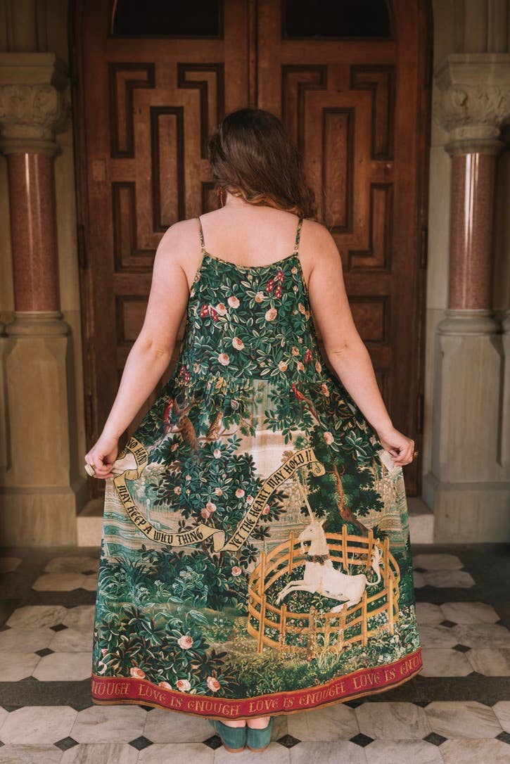 Pre-Order-Wildheart Bohéme Long Maxi Slip Dress w/ Unicorn & Castle: L/XL