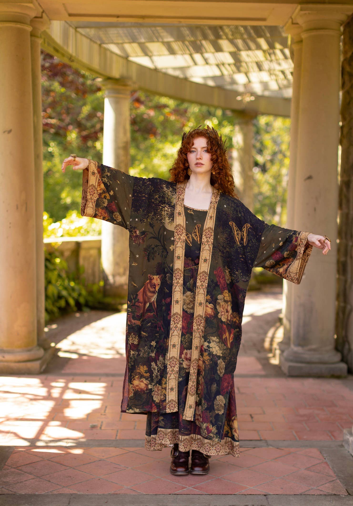 The Messenger Opera Duster Robe with Joan of Arc & Florals