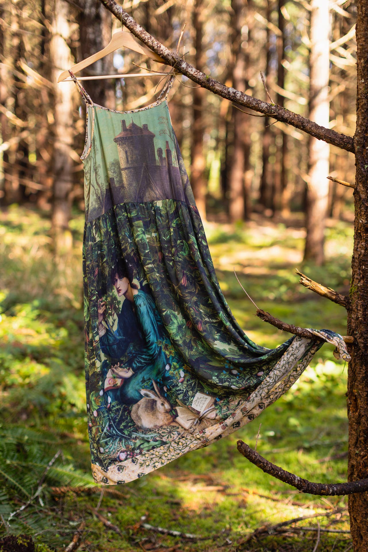 Bella Notte Bohéme Bamboo Slip Dress with Moon and Rabbit: S/M (fits approx. size 6-10)